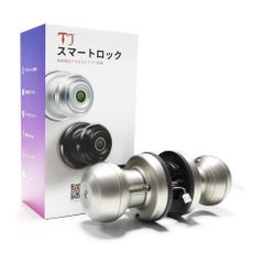 TJ スマートロック 指紋認証 APP 鍵 ドアロック 円形 ドアノブ オートロック 部屋鍵後付け ベッドルーム アパートメント 電子錠 玄関鍵 ドアノブロック (?サテンニッケル)t