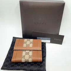 グッチ 二つ折り財布 GGキャンバス ブラウン レディース GUCCI