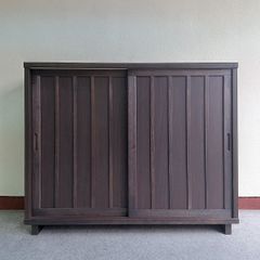 未使用訳ありB品　下駄箱　引戸　幅120cm　日本製　和風　シューズボード　ブラウン　鎌倉120BR