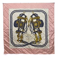 HERMES エルメス カレ90 式典用馬勒 ピンク系 スカーフ タグなし