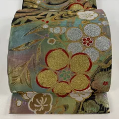 【在庫一掃】 【美品】 袋帯 秀品 振袖向き 梅 流水 金糸 箔 黒 六通 正絹 【中古】