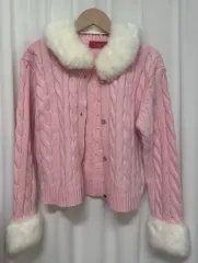 ピンク ファー カーディガン