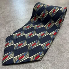 【Christian Dior】クリスチャンディオール 幾何学柄ネクタイ シルク100% メンズ カナダ製 ネイビー 紺色 レッド 赤色 グリーン 緑色 総柄 ダイヤ柄 幾何学模様 ビジネス フォーマル スーツスタイル ブランドネクタイ