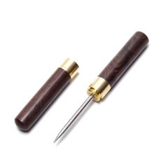 【在庫セール】レストラン用グッズランド アイスピック キャンプ 氷割り ピクニック バーテンダー 木目 バー カクテル キッチン キャンプ カバー付き ハンドル BBQ 木製 保護キャップ付き ステンレススチール (L黒檀色) 黒檀アイスピック