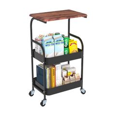 WISH SUN ワゴン キャスター付き 3段 おしゃれ キッチンワゴン 天板付き 収納ラック 小物隙間収納 移動便利 組立簡単 幅43×奥行30×高さ76cm(ブラック)/ b1bb30e0
