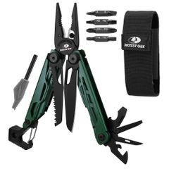 MOSSY OAK 多機能ペンチ 27-in-1 アウトドアマルチツール 多機能ツール ナイフ アウトドア 折り畳み式 ロック機能搭載 呼子 火打ち棒 ノコギリ プライヤー ドライバー 缶切り ビット付属 野外活動 登山 釣り 防災グッズ キ bb9e1072