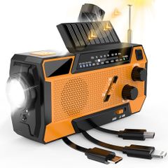 Greadio 2025 最新 多機能防災ラジオ 充電式 3で1 充電ケーブル内蔵 3種類のポータブル懐中電灯付き ソーラー 手回し発電 2000mAhバッテリー SOS緊急警報 震災 津波 台風などの緊急事態のため AM/FMラジオ 地震  5641fd1c