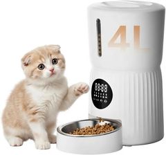 Surfola 自動給餌器 猫 犬 うさぎ タイマー式 [Wi-Fi/スマホ不要] ペット給餌器 1日6食 定時定量 4L大容量 2WAY給電 水洗い可能 音声録音 ステンレス皿 手動給餌 お手入れ簡単 日本語説明書付き SP01/ 0d636422