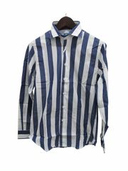 麻シャツ 長袖ブルー