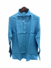 綿シャツ 長袖ブルーストライプ