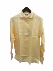 麻シャツ 長袖イエロー