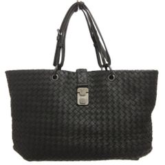ボッテガヴェネタ BOTTEGA VENETA イントレチャート カプリ トートバッグ レザー ブラック 黒