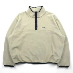 L.L.Bean 80年代 スナップT フリースジャケット XL クリーム プルオーバー 筆記体ロゴ 刺繍 サイドポケット