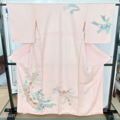 夏着物、正絹、絽、手縫い、淡いピンク色 訪問着 草花文様 - メルカリ