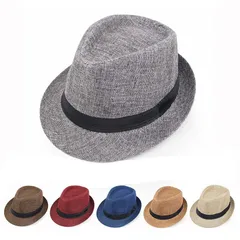 【新品】 フェドーラ帽 中折れハット ソフト帽 ストローハット (9色)サイズ57～58cm【送料無料】