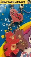 f➕ケアベア➕　ラブアロットベア　&　シェアベア　LOVE　メタル　ストラップ