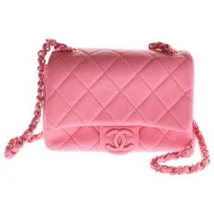 CHANEL (シャネル) ミニマトラッセ シングルフラップ シングルチェーン ショルダーバッグ ピンク キャビアスキン AS1784