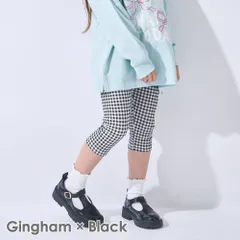 [ギンガムチェックブラック]子供服 レギンス ベビー キッズ マタニティ パンツ 6分丈 80 90 100 110 120 130 140 evercloset ever closet エバクロ エバークローゼット
