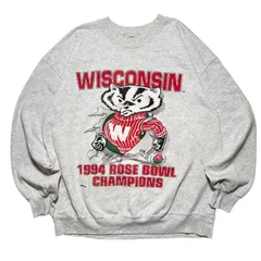 90s ウィスコンシン大学 バッキー君貫通デザイン グレースウェット 【XLサイズ】 USA製 ヴィンテージVINTAGEアメリカ古着