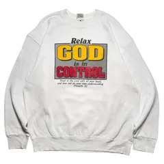 90s 宗教系メッセージ ホワイトスウェット ヴィンテージ アメリカ古着 【Lサイズ】