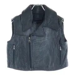 DIESEL BLACK GOLD (ディーゼルブラックゴールド) 絞り加工 ジップアップ レザーベスト ジャケット IT008709 ブラック