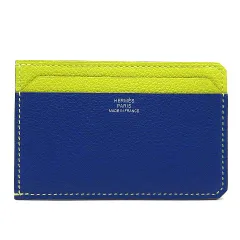 エルメス HERMES シティ 4CC カードケース エバーカラー カラーブロック ブルーロワイヤル ライム ミント U刻印 2022年 美品のサムネイル