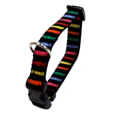 （まとめ）ストライプカラー #15 マルチブラック〔×3セット〕 (犬用品/首輪)