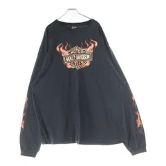 HARLEY DAVIDSON (ハーレーダビッドソン) 11s FLAMES L/S TEE ハーレーダビッドソン フレイムス 長袖ファイヤー クルーネックTシャツ ブラック