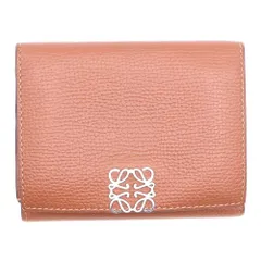 LOEWE (ロエベ) トライフォールド アナグラム ウォレット コンパクトウォレット 三つ折り財布 コインケース ブラウン レザー C821TR2X02 シルバー金具