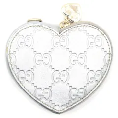 GUCCI (グッチ) GGシマ ハート コインケース シルバー レザー 小銭入れ 152615