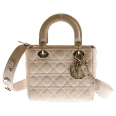 Christian Dior (クリスチャンディオール) レディディオール MyABCDior カナージュ スモール 2WAYバッグ ハンドバッグ ベビーピンク ラムスキン ゴールド金具