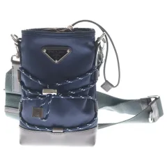 PRADA (プラダ) Re-Nylon スピードロック スマートフォンケース ショルダーバッグ ミニバッグ ネイビー×ブラウン レザー×ナイロン