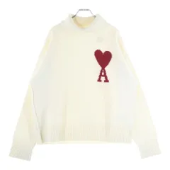 AMI Alexandre Mattiussi (アミアレクサンドルマテュッシ) Ami de Coeur アミ ドゥ クール ハートロゴジャガード タートルネック プルオーバー 長袖ニット セーター アイボリー BFUKS406.018のサムネイル