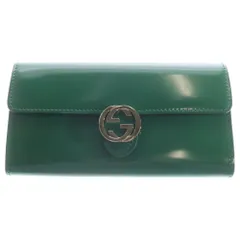 GUCCI (グッチ) インターロッキングG 長財布 グリーン パテント 369663