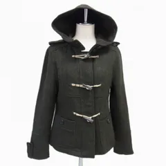 美品◇Barbour カシミア混紡ヘリテージウール ダッフルコート ショートコート ヘリンボーン柄 バブアー レディース