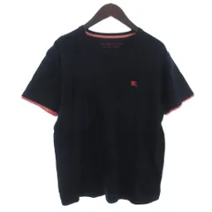 バーバリーブラックレーベル BURBERRY BLACK LABEL Tシャツ カットソー 半袖 クルーネック ボーダー ロゴ 濃紺 ネイビー 3 ■ECT