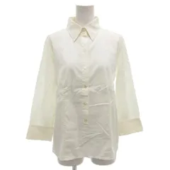 バーバリー ロンドン BURBERRY LONDON ブラウス シャツ ホースロゴ刺繍 40 白 ホワイト 七分袖 ロゴ刺繍 /FF ■ECT