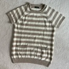 日本ヴィンテージ 森ガール ストライプ 半袖 Tシャツ トップス