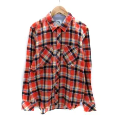 アーノルドパーマー Arnold Palmer カジュアルシャツ 長袖 チェック柄 2 マルチカラー オレンジ 紺 ネイビー /SM4