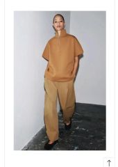 ZARA ザラ ジッパー ニット ケープ トップス - ライトキャメル