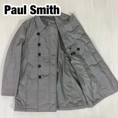 【良好】PS Paul Smith ポールスミス ナイロン トレンチコート 中綿入 グレンチェック XL グレー 灰色 着丈82cm 肩幅45cm 身幅(脇下)52cm 袖丈65cm【古着】