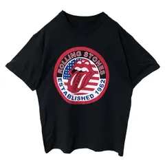 L ローリングストーンズ バンT バンド ビッグプリント ブラック 黒 Tシャツ レディース ユニセックス メンズ 古着 半袖 CHM
