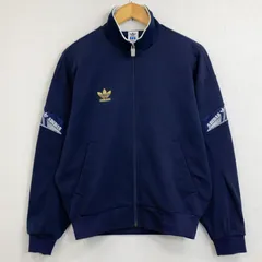 80s adidas アディダス トラックジャケット 古着 VINTAGE ジャージ トレフォイル ロゴ 刺繍 レトロ スポーツ L ネイビー系 C496