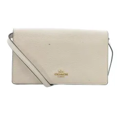 コーチ COACH F30256 IMCHK ショルダーウォレット 財布 シュリンクレザー シボ革 フラップ 白 ホワイト /JS