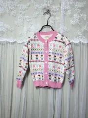 (キッズ)enmi bearピンク カラー起毛ニット カーディガン 120