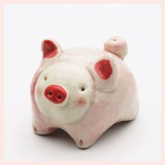 ガラス製 豚の置物 クリアピンク | Mercari
