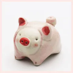 （３Ｐセット）美濃焼　手作り　ころんとアニマル箸置き（ミニ置物）／ブタ　※陶器,和,日本,民芸,工芸,かわいい,可愛い,レトロモダン,小物,バリエーション,動物,シリーズ,伝統　◎2セット目以上大幅値引き対象商品♪