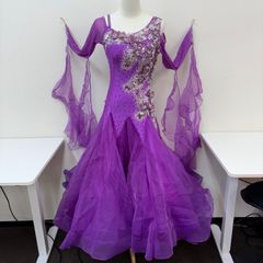 ☆美品 一点のみ 社交ダンスドレス スタンダードドレス パープル L