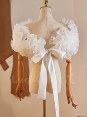 【新品・未使用】ドレスアレンジ ウェディングボレロ ウエディングボレロ ショール 二の腕カバー 花嫁 結婚式 二次会 披露宴 お色直し 前撮り ホワイトのサムネイル