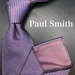 【美品】Paul Smith ネクタイ 縞模様 ストライプ パープル ブルー